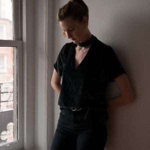 Madewell Velvety Emerald Green Blouse